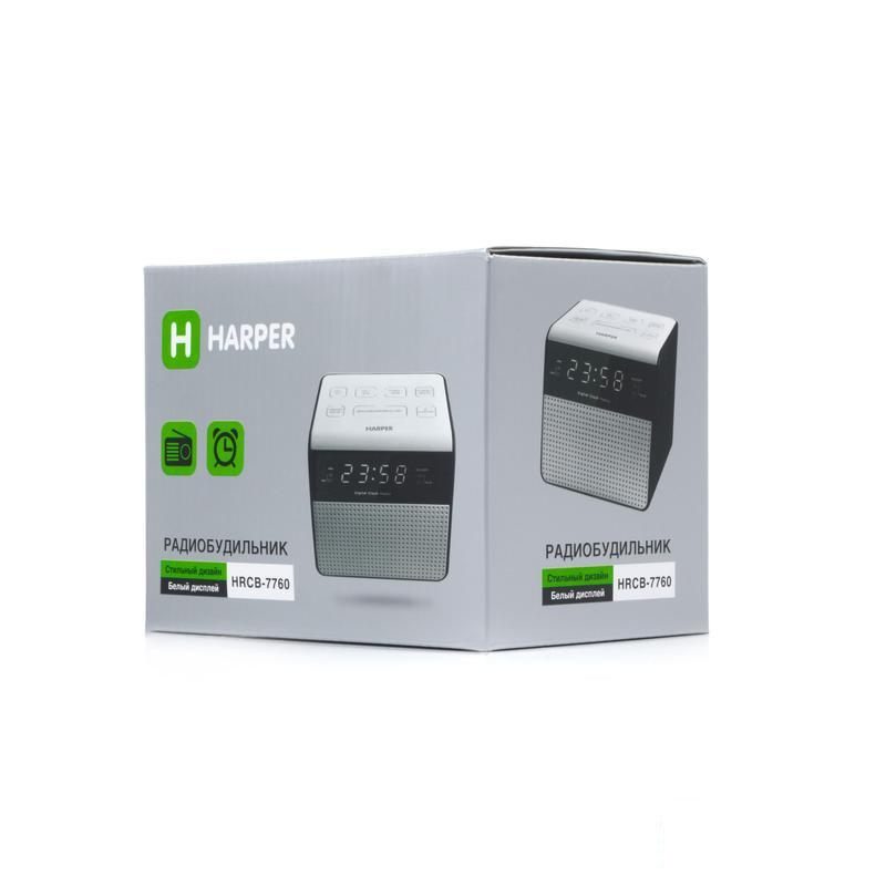 Радиобудильник Harper HRCB-7760, черный/белый