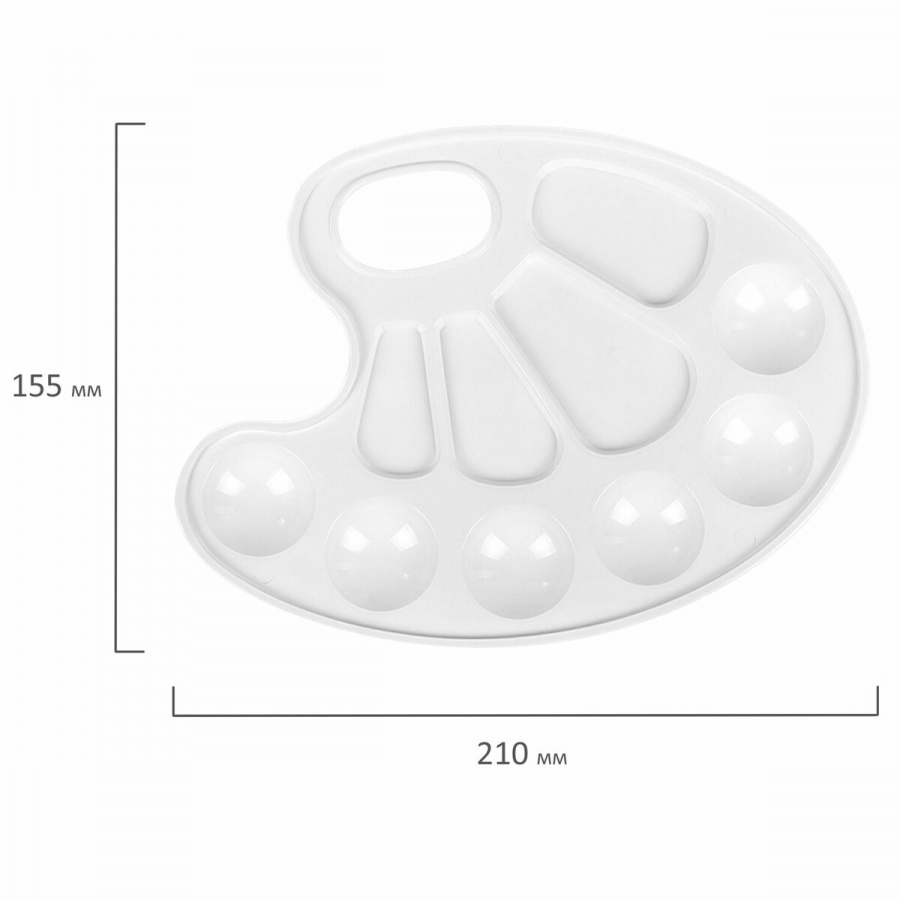 Палитра для красок Пифагор &quot;Эники-Беники&quot;, пластиковая, овальная, 6+4 ячеек (192352)