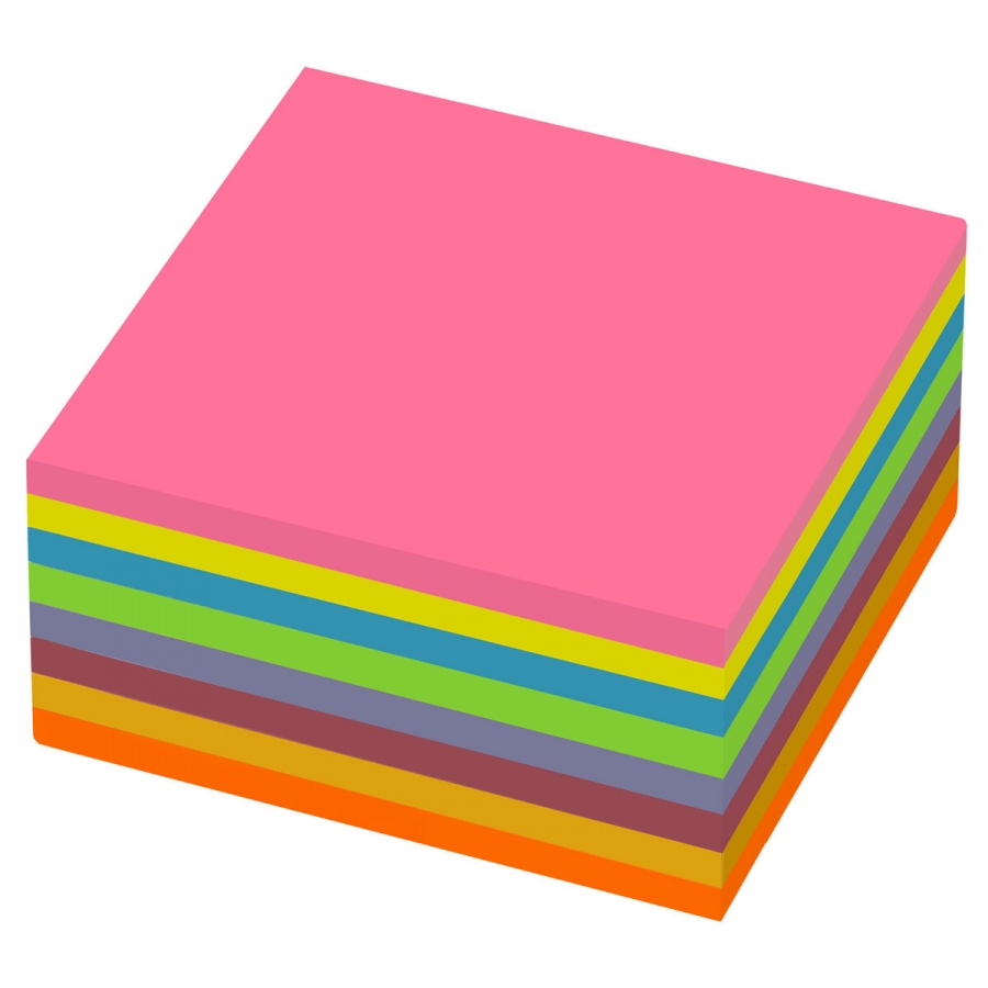 Стикеры (самоклеящийся блок) Brauberg Extra Sticky, 75х75мм, 8 цветов неон, 400 листов (112441)