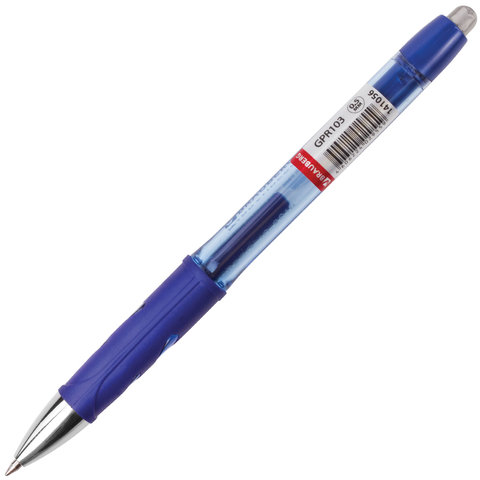 Ручка гелевая автоматическая Brauberg Officer (0.35мм, синий, резиновая манжетка) 1шт. (141056)