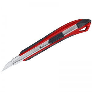 Нож канцелярский 9мм Berlingo Razzor 300, auto-lock, металл. направл., мягкие вставки, красный, европодвес (BM4131_a), 10шт.