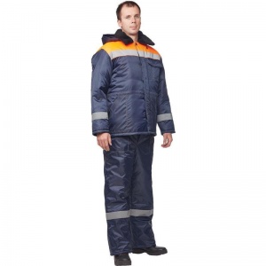 Спец.одежда Куртка зимняя мужская з32-КУ с СОП, синий/оранжевый (размер 64-66, рост 182-188)