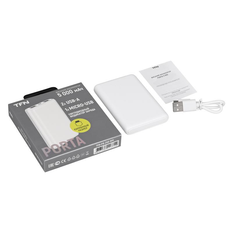 Внешний аккумулятор TFN Porta (5000 мАч) белый (TFN-PB-246-WH)