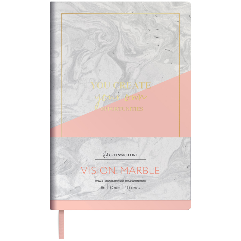 Ежедневник недатированный В6 Greenwich Line Vision Marble (136 листов) обложка кожзам, цв.срез (ENB6-25338)