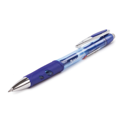 Ручка гелевая автоматическая Brauberg Officer (0.35мм, синий, резиновая манжетка) 1шт. (141056)