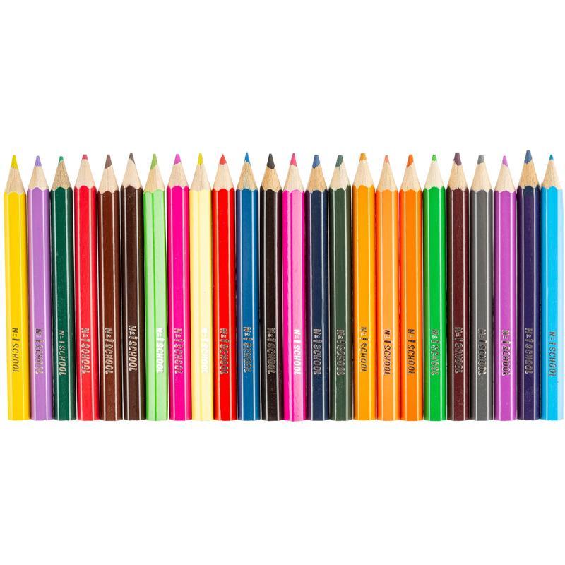 Карандаши цветные 24 цвета №1 School Шустрики (L=175мм, d=3мм, 6гр, укороченные)