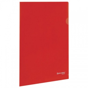 Папка-уголок Brauberg (А4, 150мкм, жесткий пластик) красная непрозрачная (224879)