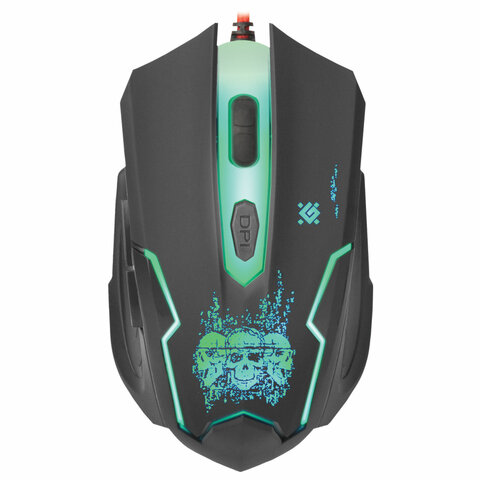 Мышь оптическая проводная игровая Defender Skull GM-180L, USB, 5 кнопок + 1 колесо-кнопка, черная, 2шт. (52180)