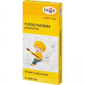 Пластилин 6 цветов Гамма "Юный художник", по 14г, со стеком (280042)