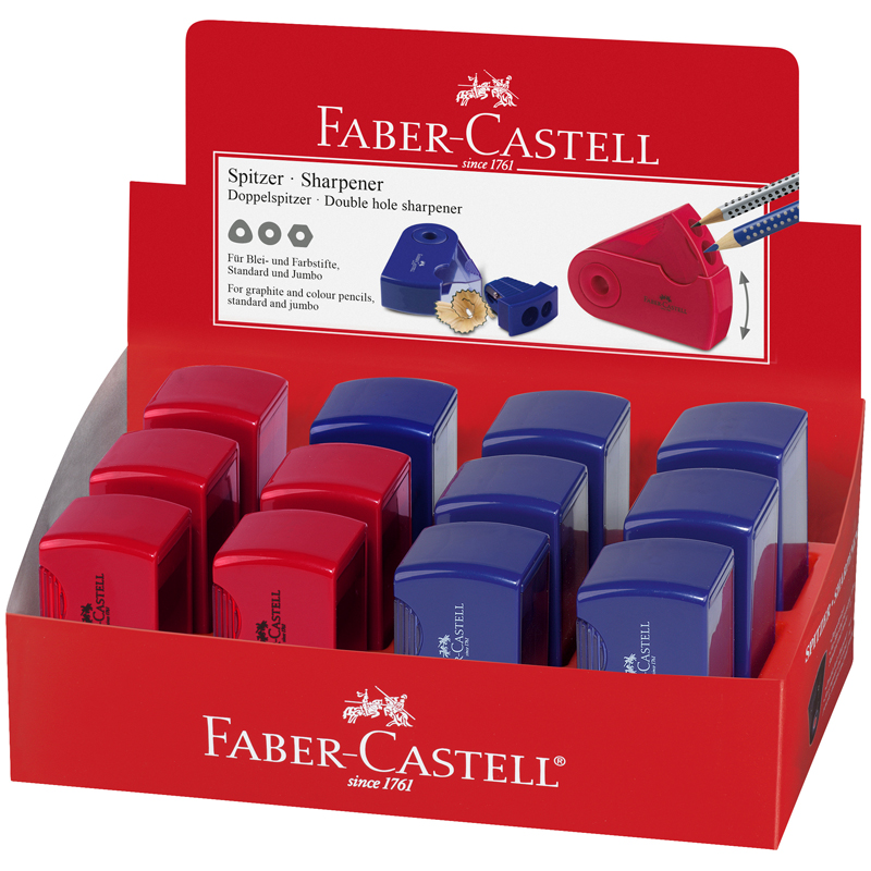 Точилка ручная пластиковая Faber-Castell Sleeve (2 отверстия, с контейнером) 12шт. (182701)
