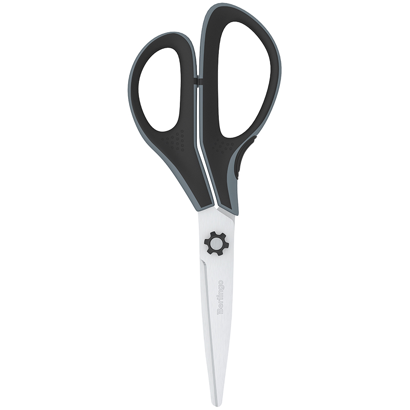Ножницы Berlingo Easycut 350, 180мм, серые, эргономичные ручки, мягкие вставки (DNn_18035_c)