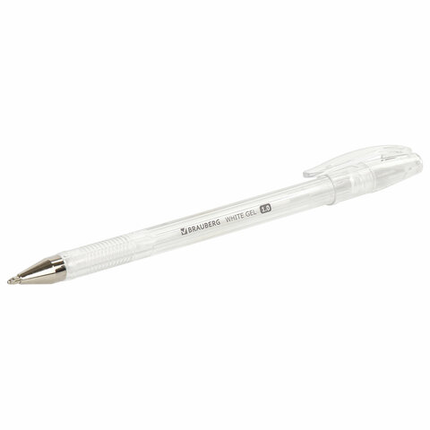 Ручка гелевая Brauberg White Pastel (0.5мм, белый, корпус прозрачный) 24шт. (143417)