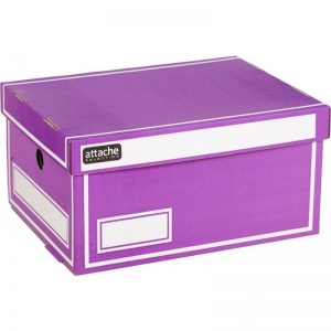 Короб архивный Attache (240x160x320мм, со съемной крышкой, переплетный картон) фиолетовый