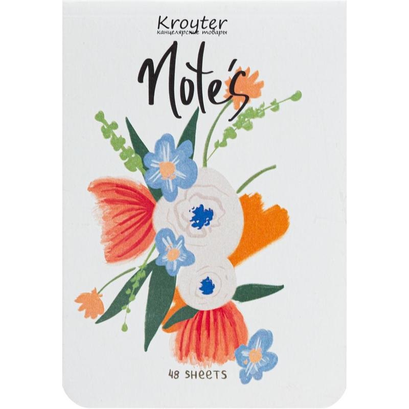 Бизнес-тетрадь А6 Kroyter Flowers, 48 листов, клетка, разноцветная (100х145мм), 10шт.