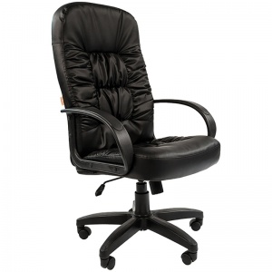 Кресло руководителя Chairman 416 PL, экокожа черный глянец, пластик черный (1189772)