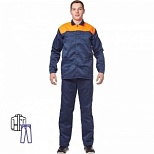 Спец.одежда летняя Костюм мужской л16-КБР, куртка/брюки, синий/оранжевый (размер 60-62, рост 170-176)