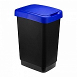 Контейнер для мусора 25л Idea "Твин", пластик черный, синяя крышка, 470x260x330мм (М 2469)