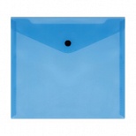 Папка-конверт на кнопке Стамм (А5 (190x240мм), 150мкм, пластик) прозрачная, синяя (ММ-32277)