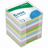 Блок-кубик для записей Стамм "Basic", 90x90x90мм, цветной, прозрачный бокс (БЗ-999401/ПЦ41), 12шт.