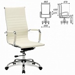 Кресло руководителя Brabix Energy EX-509, рециклированная кожа бежевая, хром (531166)