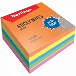 Стикеры (самоклеящийся блок) Berlingo Ultra Sticky, 75x75мм, 5 цветов неон + белый, 450 листов (LSn_40202), 12 уп.