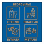 Наклейка на емкость для раздельного сбора мусора Вторсырье 20x20см (квадратная, 4шт. в упаковке)