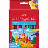 Набор фломастеров 24 цвета Faber-Castell "Замок" (смываемые) картон (554202), 72 уп.