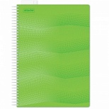 Бизнес-тетрадь А4 Attache Waves, 100 листов, клетка, на спирали, закладка, зеленая, 10шт.