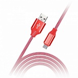 Кабель USB2.0 SmartBuy iK-12NS, USB2.0 (A) - microUSB (B), в оплетке, 2A output, 1м, красный (iK-12NS red)