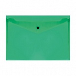 Папка-конверт на кнопке Стамм (А4, 150мкм, пластик) прозрачная, зеленая (ММ-32274)