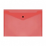 Папка-конверт на кнопке Стамм (А4, 150мкм, пластик) прозрачная, красная (ММ-32275)