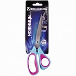 Ножницы Brauberg Extra 3D 216мм, асимметричные ручки, остроконечные, ребристые вставки, бирюзово-фиолетовые, 12шт. (236453)