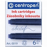 Чернильный картридж Centropen, синий, 6шт., 100 уп. (0019/06)