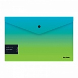 Папка-конверт на кнопке Berlingo Radiance (А4, 180мкм, пластик) голубой/зеленый градиент, с рисунком, 12шт. (EFb_A4003)