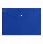 Папка-конверт на кнопке inФОРМАТ (А4, 150мкм, пластик) синяя непрозрачная