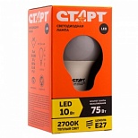 Лампа светодиодная Старт ECO LED (10Вт, E27, грушевидная) теплый белый, 1шт.
