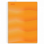 Бизнес-тетрадь А4 Attache Waves, 100 листов, клетка, на спирали, закладка, оранжевая, 10шт.