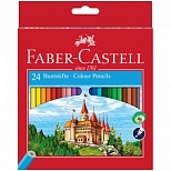 Карандаши цветные 24 цвета Faber-Castell Eco "Замок" (L=175мм, D=7мм, d=3мм, 6гр) + точилка, картонная упаковка (120124)