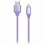 Кабель USB2.0 SmartBuy iK-512NS, USB-A (m) - Lightning (M), в оплетке, 2A output, 1м, фиолетовый (iK-512NS v)