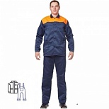 Спец.одежда летняя Костюм мужской л16-КПК, куртка/полукомбинезон, синий/оранжевый (размер 52-54, рост 182-188)