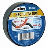 Изолента Unibob ПВХ (15мм x 10м, 130мкм, черная) 1шт.