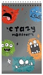 Блокнот 40л, А7 schooФОРМАТ "Crazy Monsters", клетка, спираль, мелованный картон