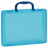 Папка-портфель Стамм (А4, 1 отделение, пластик, 275х375х57мм, ручка) тонированная голубая (КС17), 8шт.