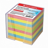 Блок-кубик для записей Brauberg, 90x90x90мм, цветной, прозрачный бокс (122225), 12шт.