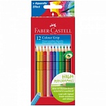 Карандаши цветные 12 цветов Faber-Castell Grip 2001 (L=175мм, D=7мм, d=3.8мм, 3гр, точилка) картонная упаковка (112412)