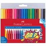 Набор фломастеров 20 цветов Faber-Castell Grip (линия 1мм, смываемые, трехгранные) (155320), 30 уп.