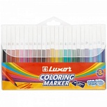 Набор фломастеров 24 цвета Luxor Coloring (линия 1мм, смываемые) пвх-упаковка (6101/24 WT), 144 уп.